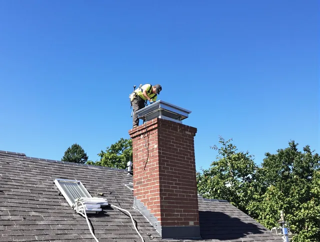 Culver City Chimney Sweep technician measuring a chimney cap in Culver City, CA