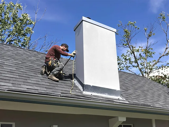 Culver City Chimney Sweep team member finishing chimney construction in Culver City, CA
