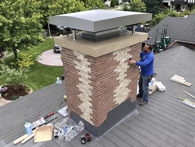 Culver City Chimney Sweep team working on a custom chimney remodel in Culver City, CA